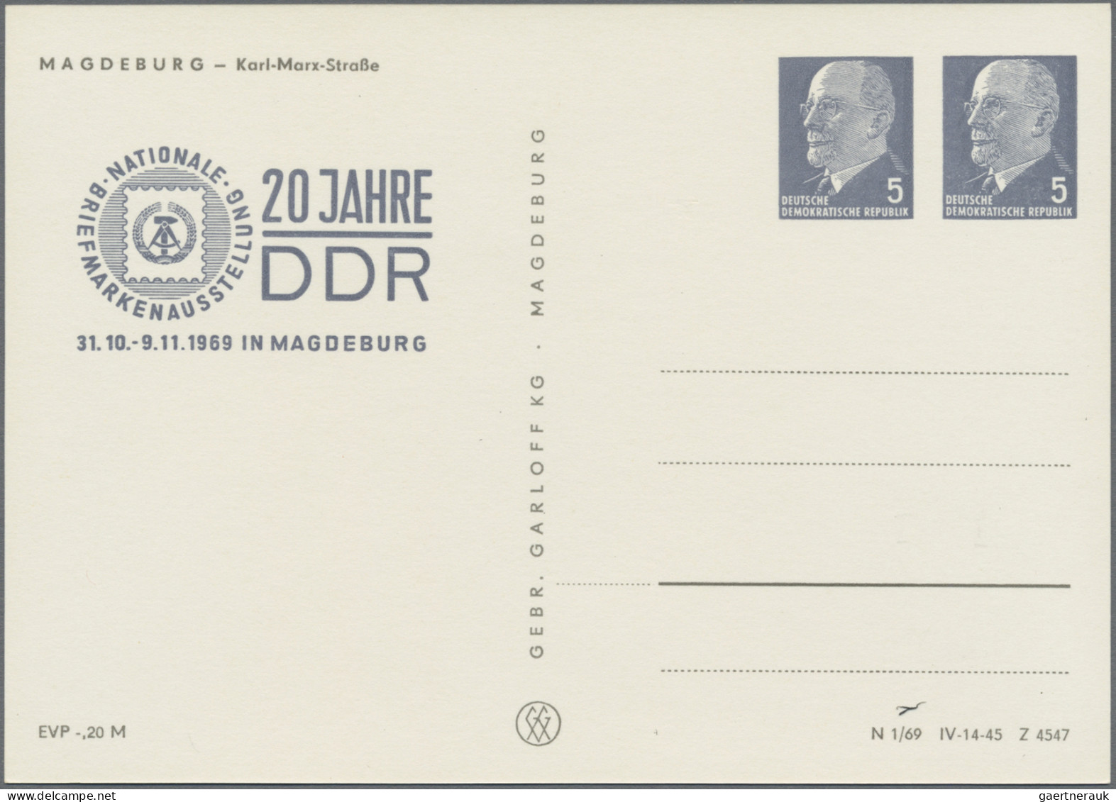 DDR - Privatganzsachen: 1963/1973, Privatganzsachenkarte 5+5 Pfg. Ulbricht (PP12 - Andere & Zonder Classificatie