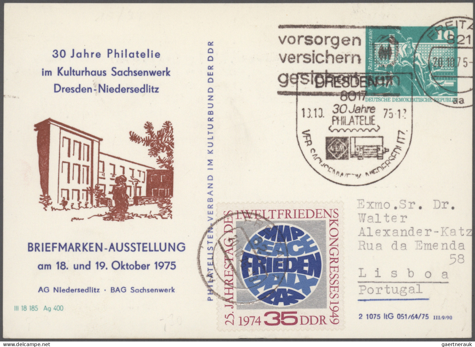 DDR - Privatganzsachen: 1975/1990, Privatganzsachenkarte 10 Pfg. Große Bauwerke - Autres & Non Classés