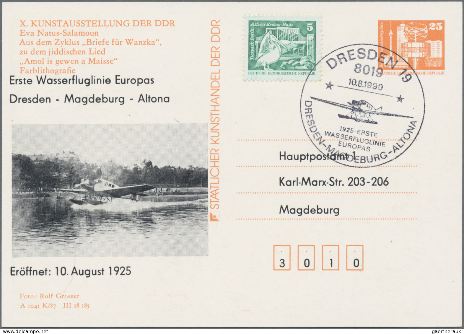 DDR - Privatganzsachen: 1987, Kunstausstellung, Privatganzsachenkarte 25 Pfg. Or - Altri & Non Classificati