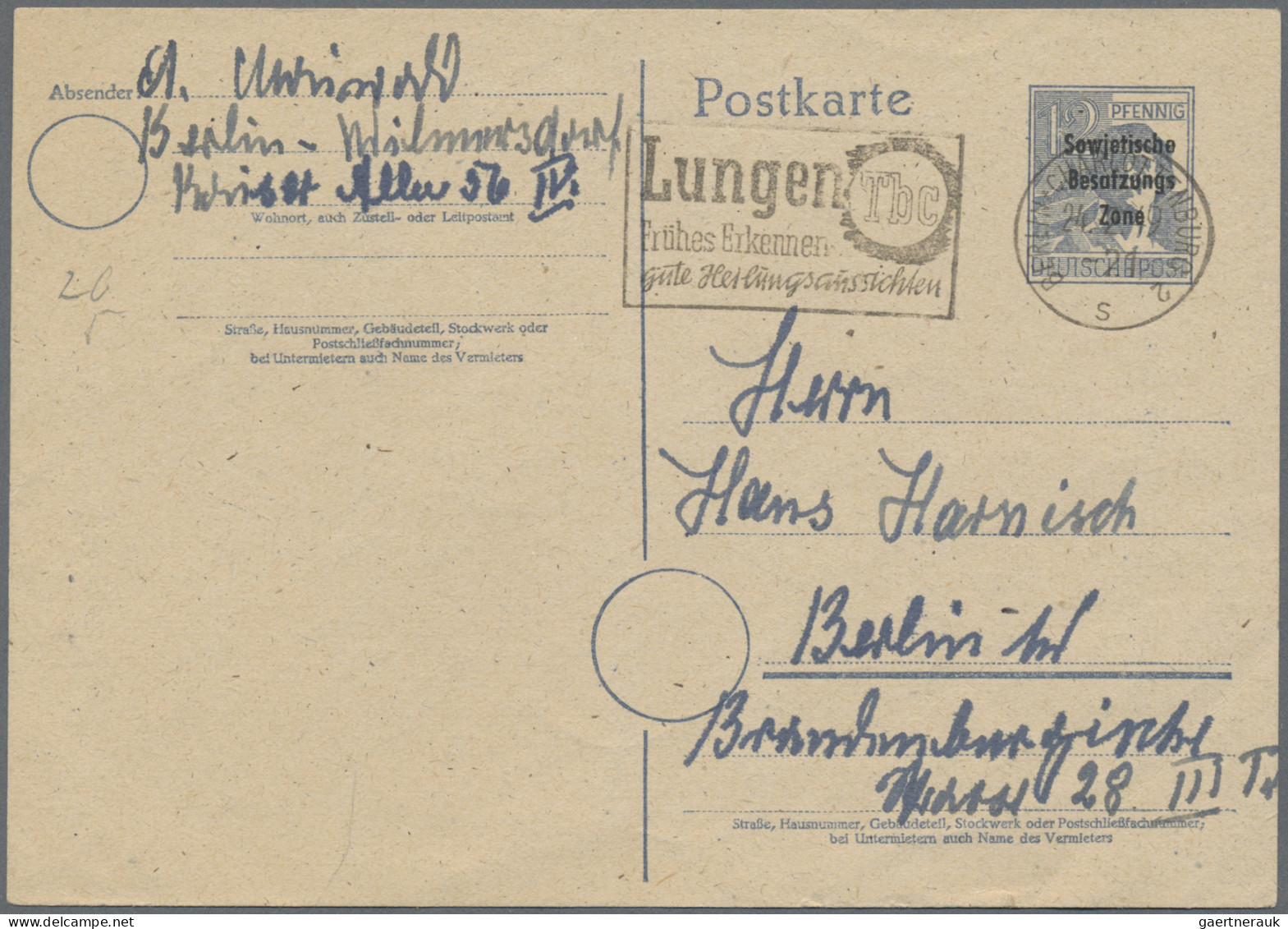 Berlin - Vorläufer: 1945/1948, umfassende Sammlung von ca. 87 Briefen und Karten