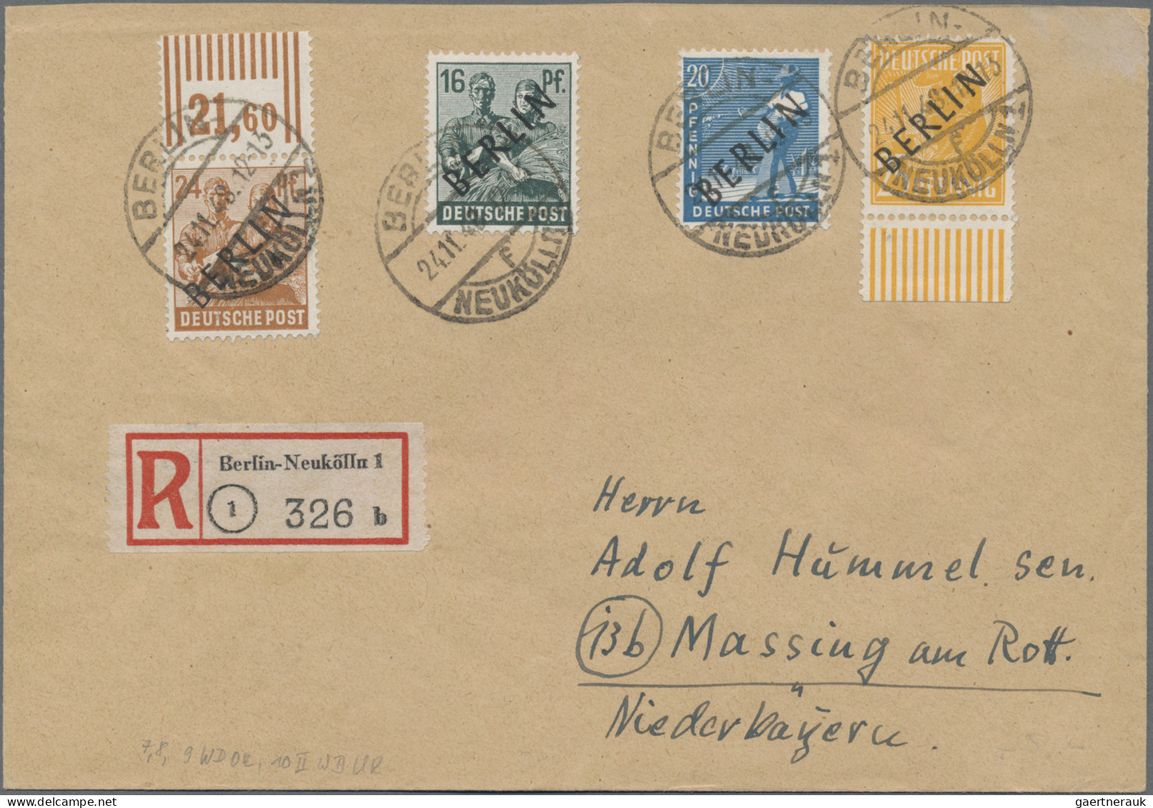 Berlin: 1948/1949, Oktober/November: Zwei Philatelistische Ortseinschreibekarten - Lettres & Documents