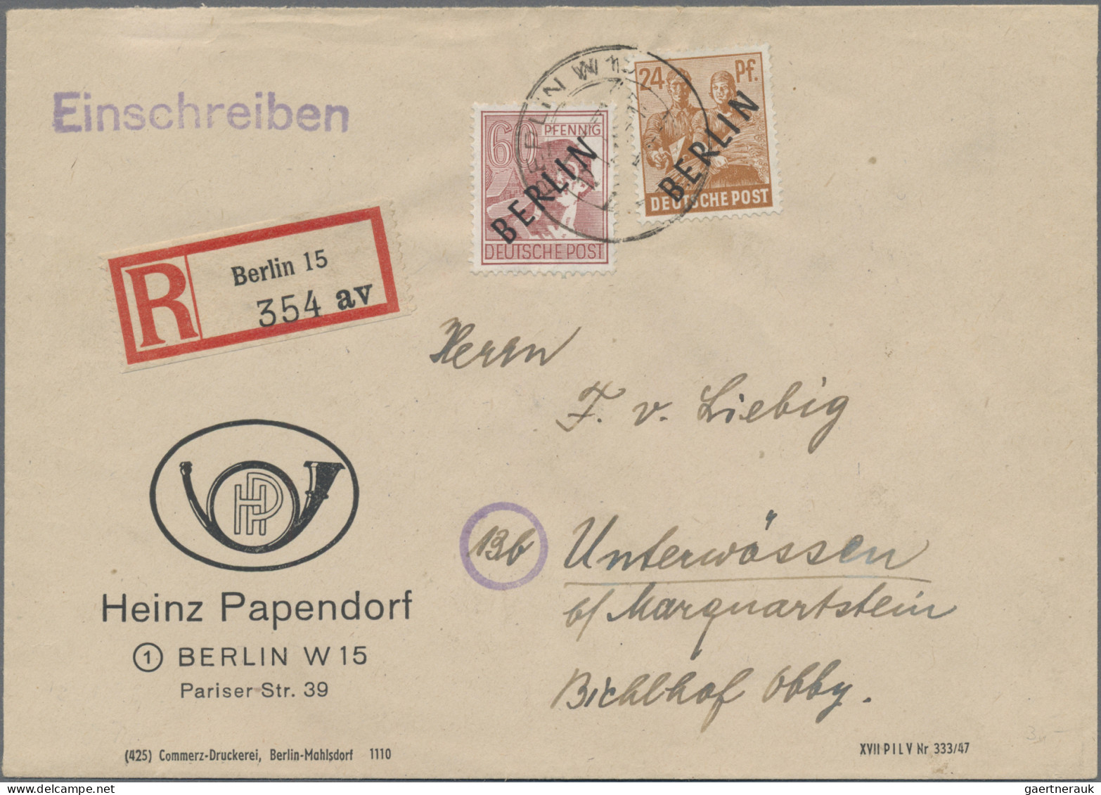 Berlin: 1948/1949, Oktober/November: Zwei philatelistische Ortseinschreibekarten