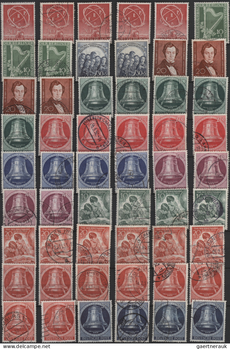 Berlin: 1948/1952, Meist Gestempelte Partie Von Ca. 310 Marken Mit Nur Mittleren - Used Stamps