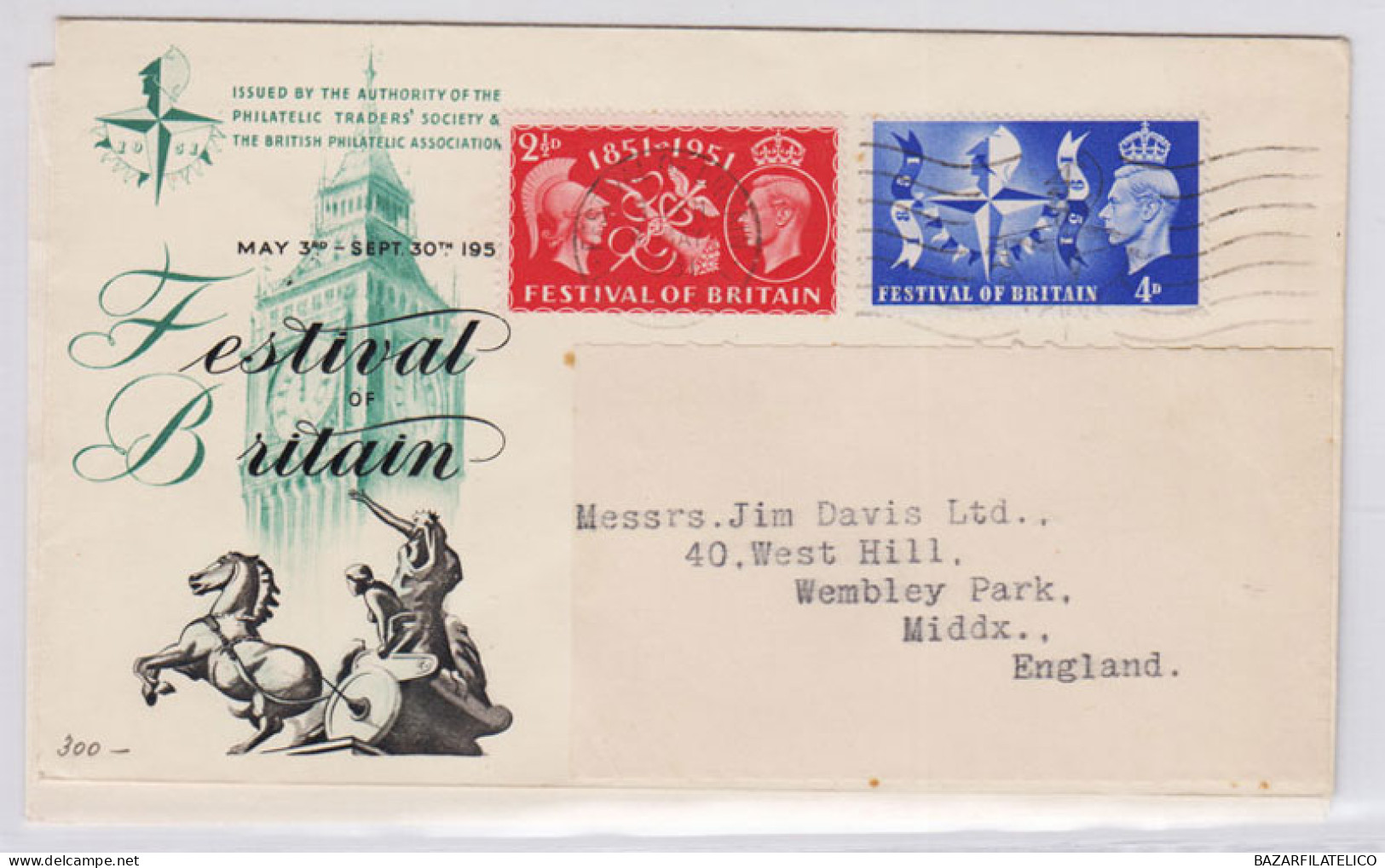 GRAN BRETAGNA 1951 FESTIVAL DELLA BRETAGNA N.513-514 SU BUSTA FDC - ....-1951 Pre-Elizabeth II