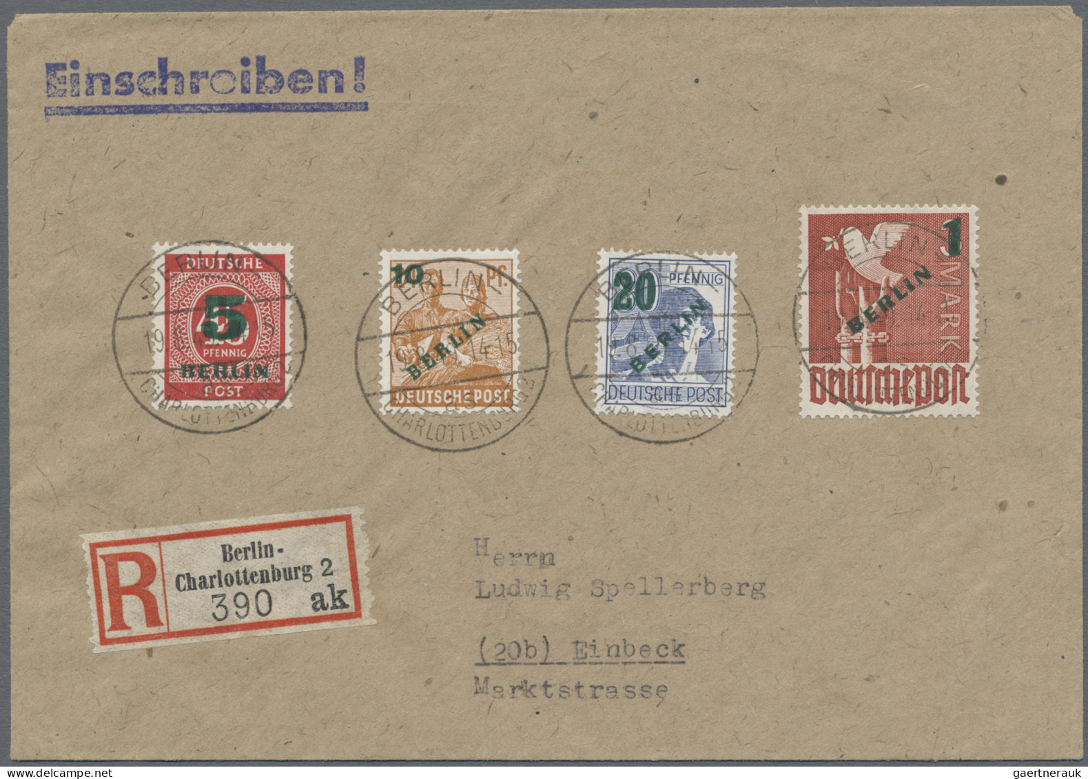 Berlin: 1948/1957 (ca.), Gehaltvolle Kollektion von rund 170 Belegen in 2 Safe-B