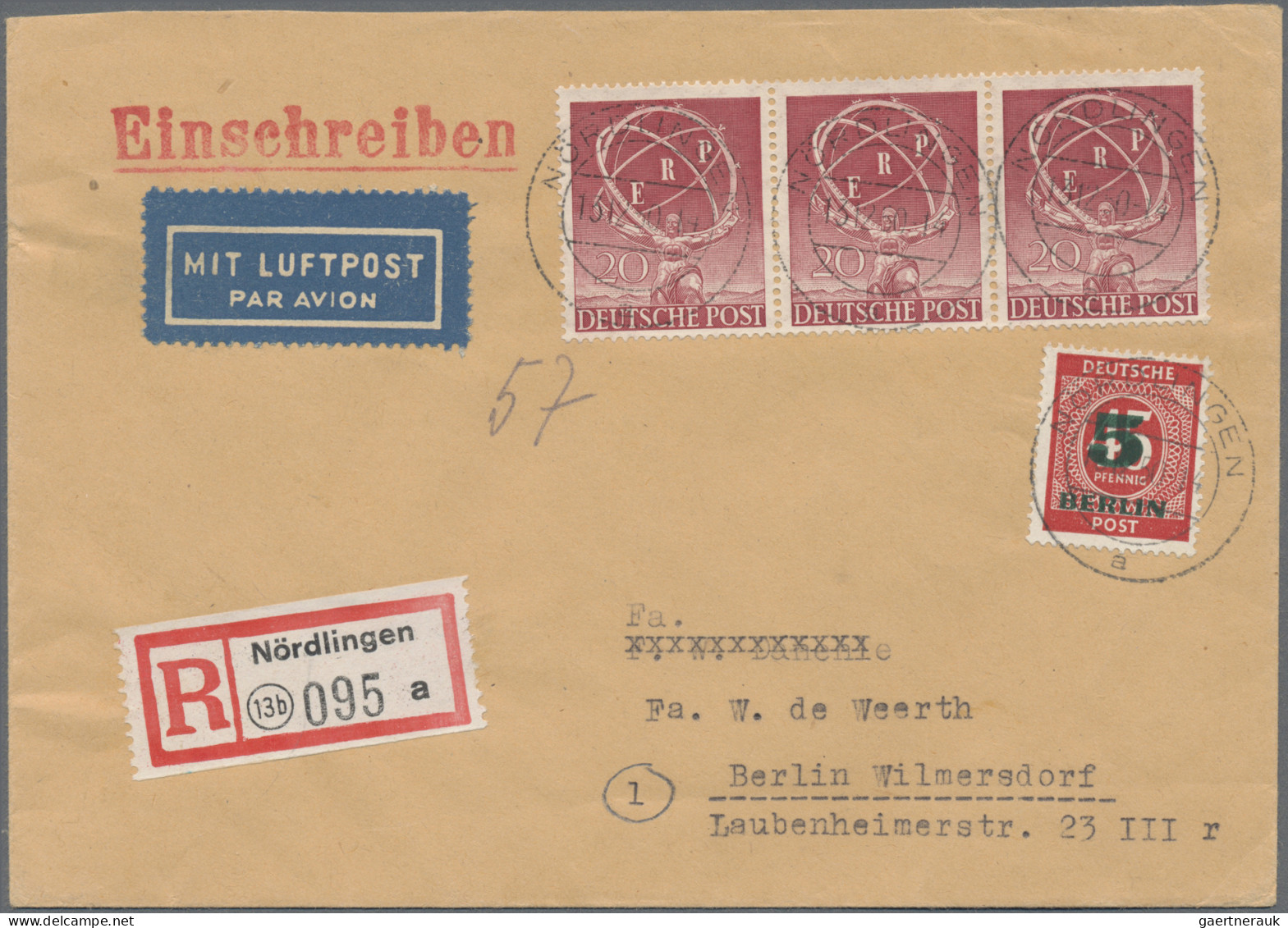 Berlin: 1948/1990, Partie Von 21 Briefen/Karten Sowie Vier Frankierten Einliefer - Briefe U. Dokumente