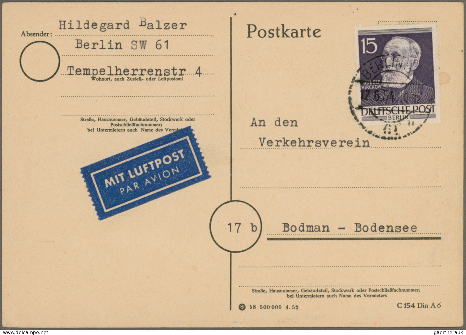 Berlin: 1948/1991, Sammlung Von 79 Briefen Und Karten, Dabei Attraktive Frankatu - Lettres & Documents