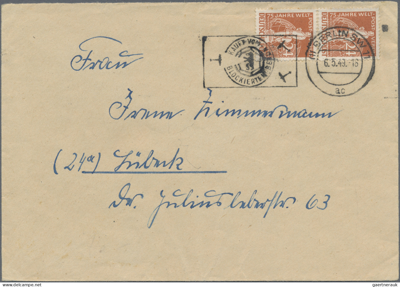 Berlin: 1949/1950, 75 Jahre UPU, Partie Von Sieben Belegen, Dabei 1 DM MiF Auf L - Storia Postale