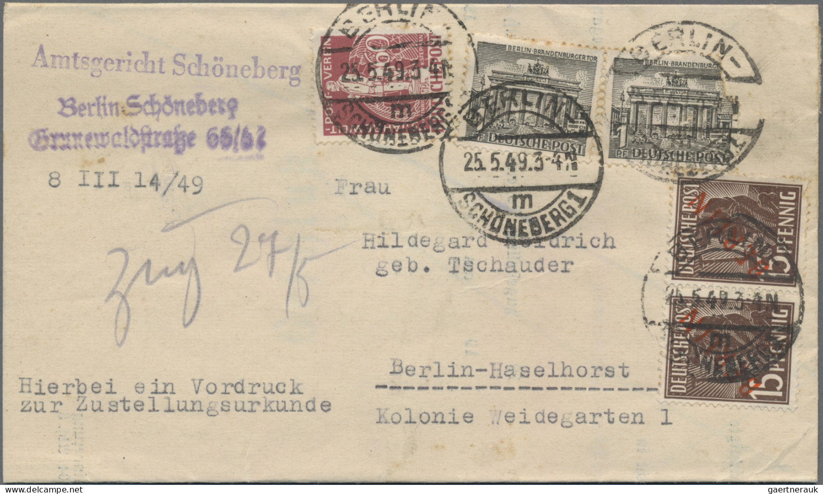 Berlin: 1949/1958, Dauerserie Bauten I, Bestand Mit Ca. 400 Briefen Und Karten, - Lettres & Documents