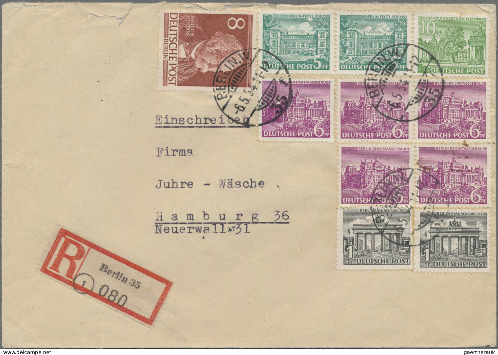 Berlin: 1949/1958, Dauerserie Bauten I, Bestand Mit Ca. 400 Briefen Und Karten, - Lettres & Documents