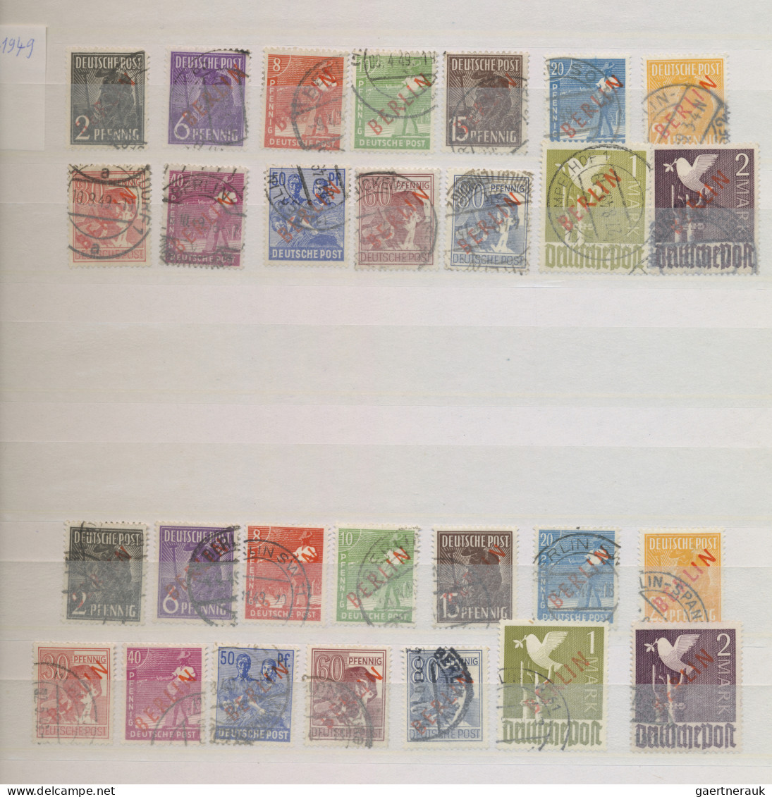 Berlin: 1949/1990 Gestempelte Teilsammlung Im Einsteckbuch, Dabei Zwei Sätze Rot - Used Stamps