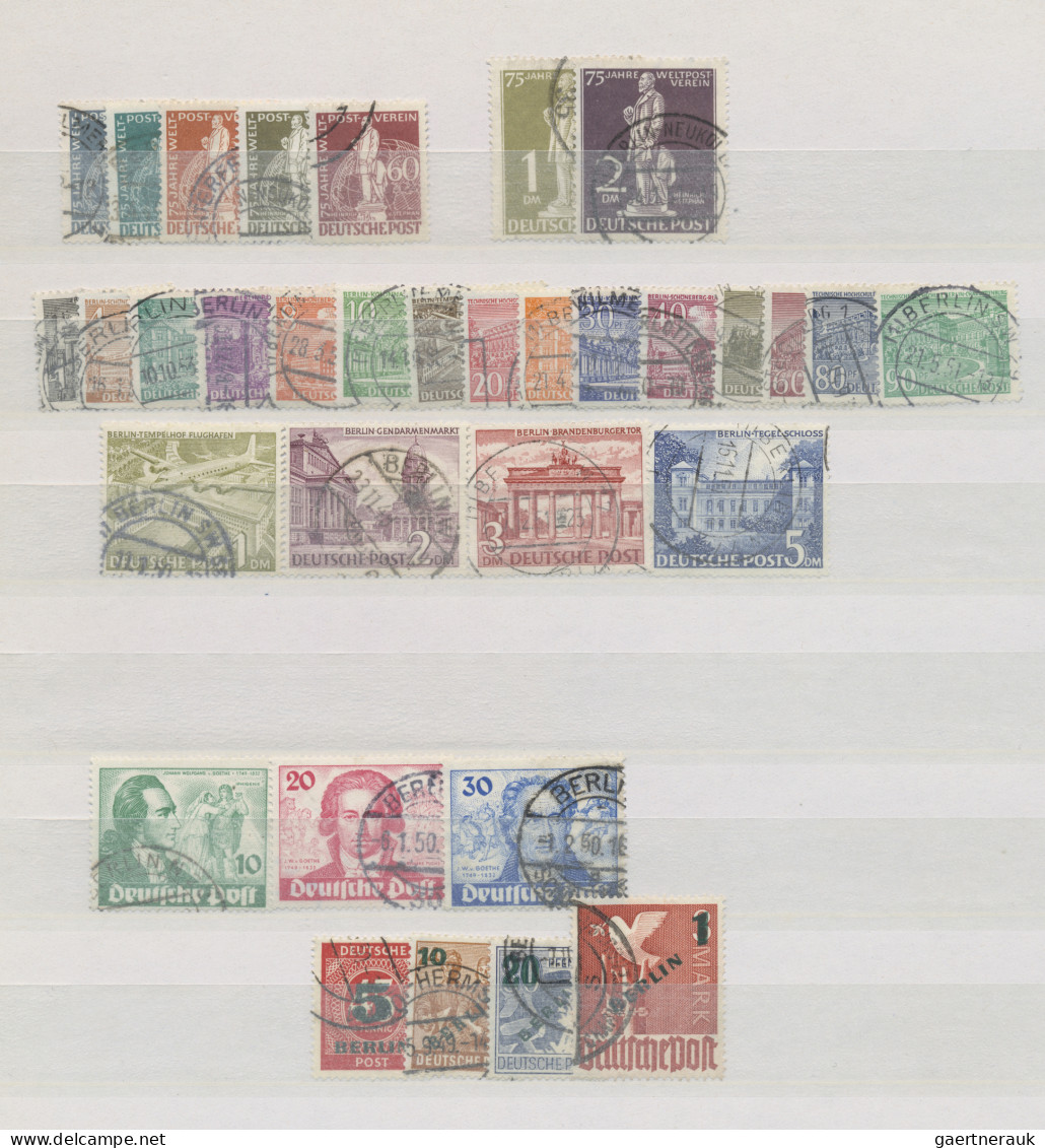 Berlin: 1949/1990 Gestempelte Teilsammlung Im Einsteckbuch, Dabei Zwei Sätze Rot - Used Stamps