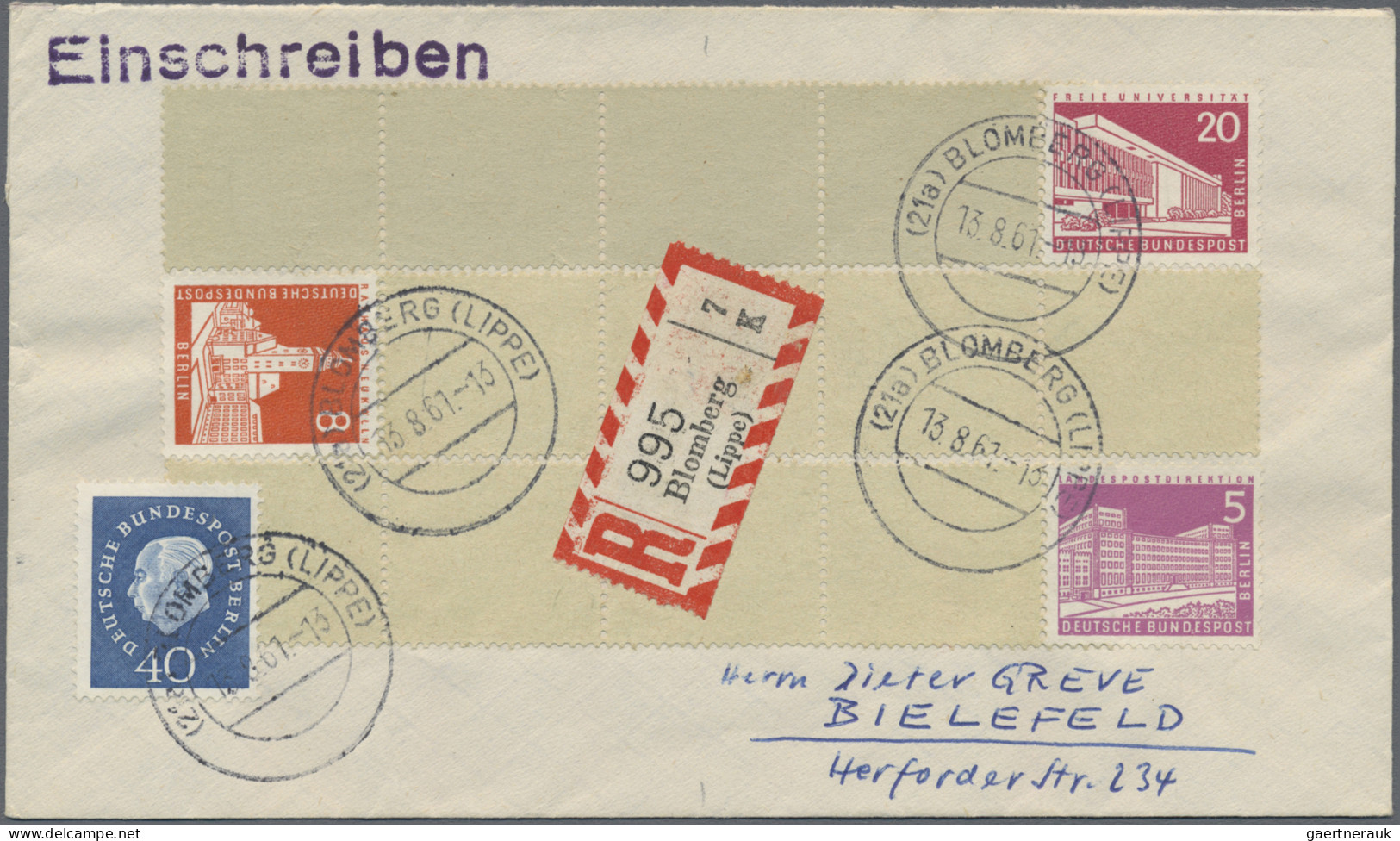 Berlin - Rollenmarken: 1961/1972, Rollenendstreifen RE1+4 Auf Brief, Saubere Par - Rollo De Sellos