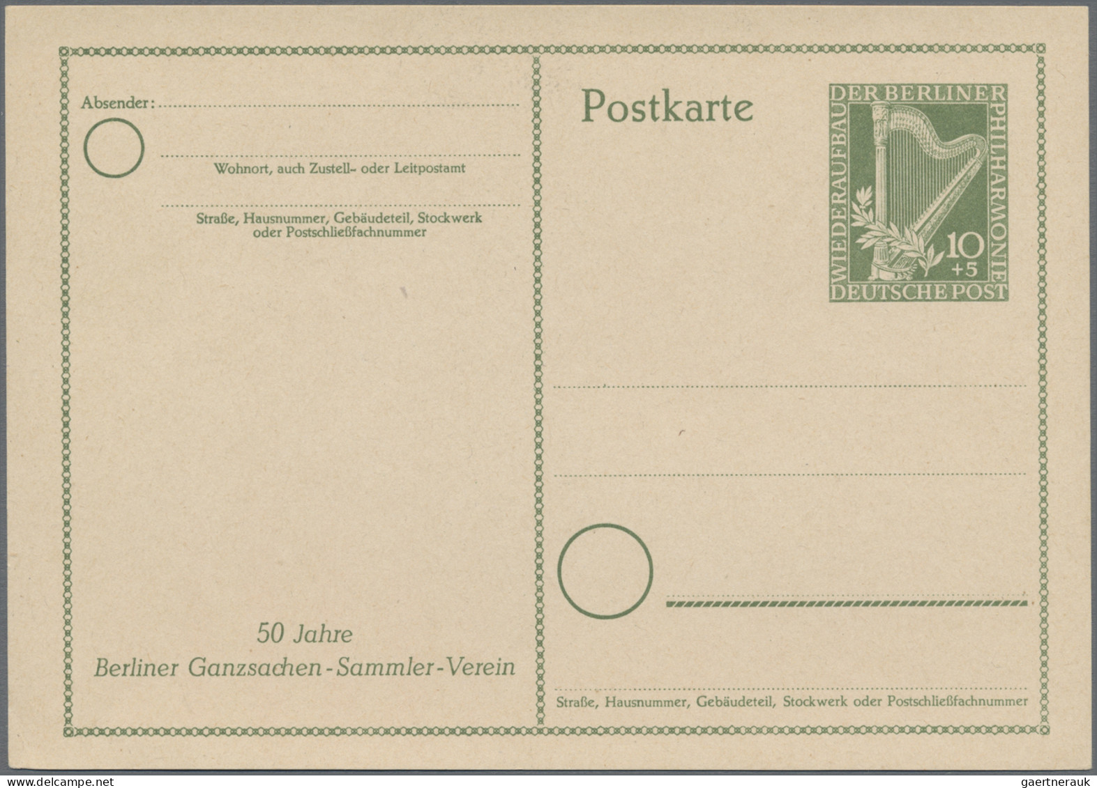 Berlin - Ganzsachen: 1950/1951, 10+5 Pf. "Berliner Währungsgeschädigte" Bild-Gan - Sonstige & Ohne Zuordnung