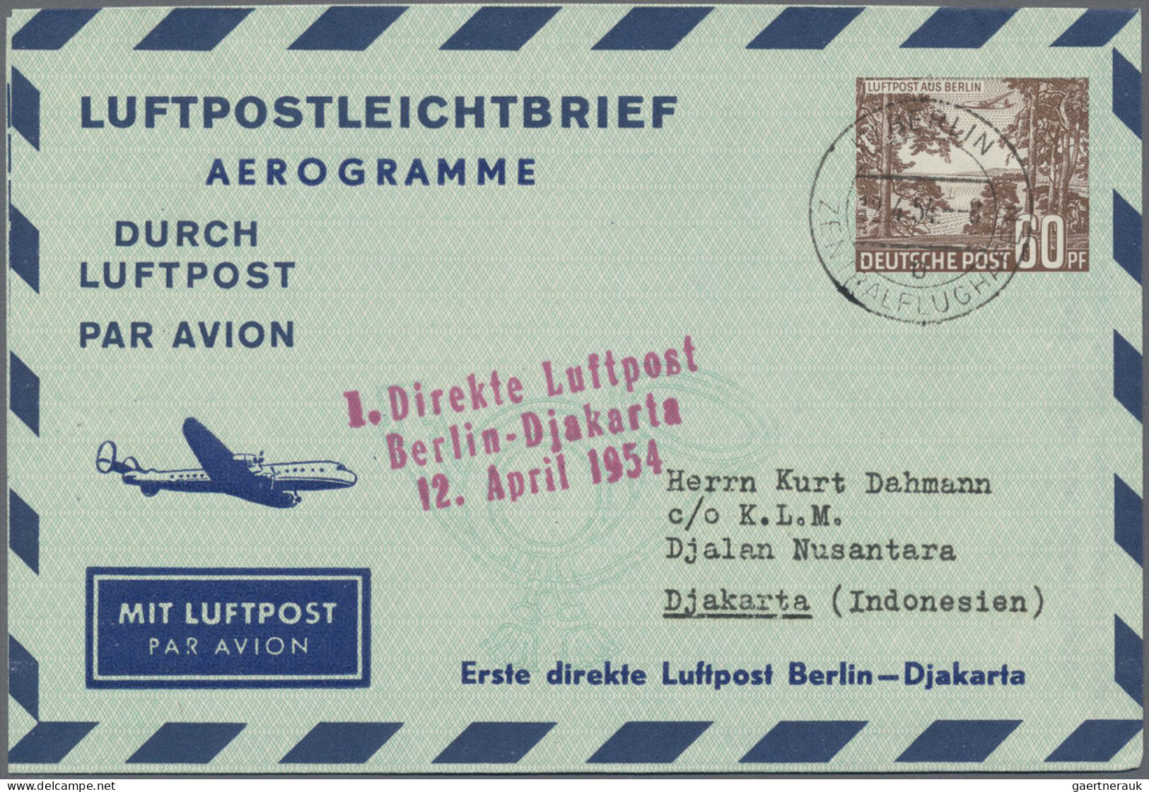 Berlin - Ganzsachen: 1950/1954 (ca.), Posten Von 13 Luftpostleichtbriefen, Postf - Other & Unclassified