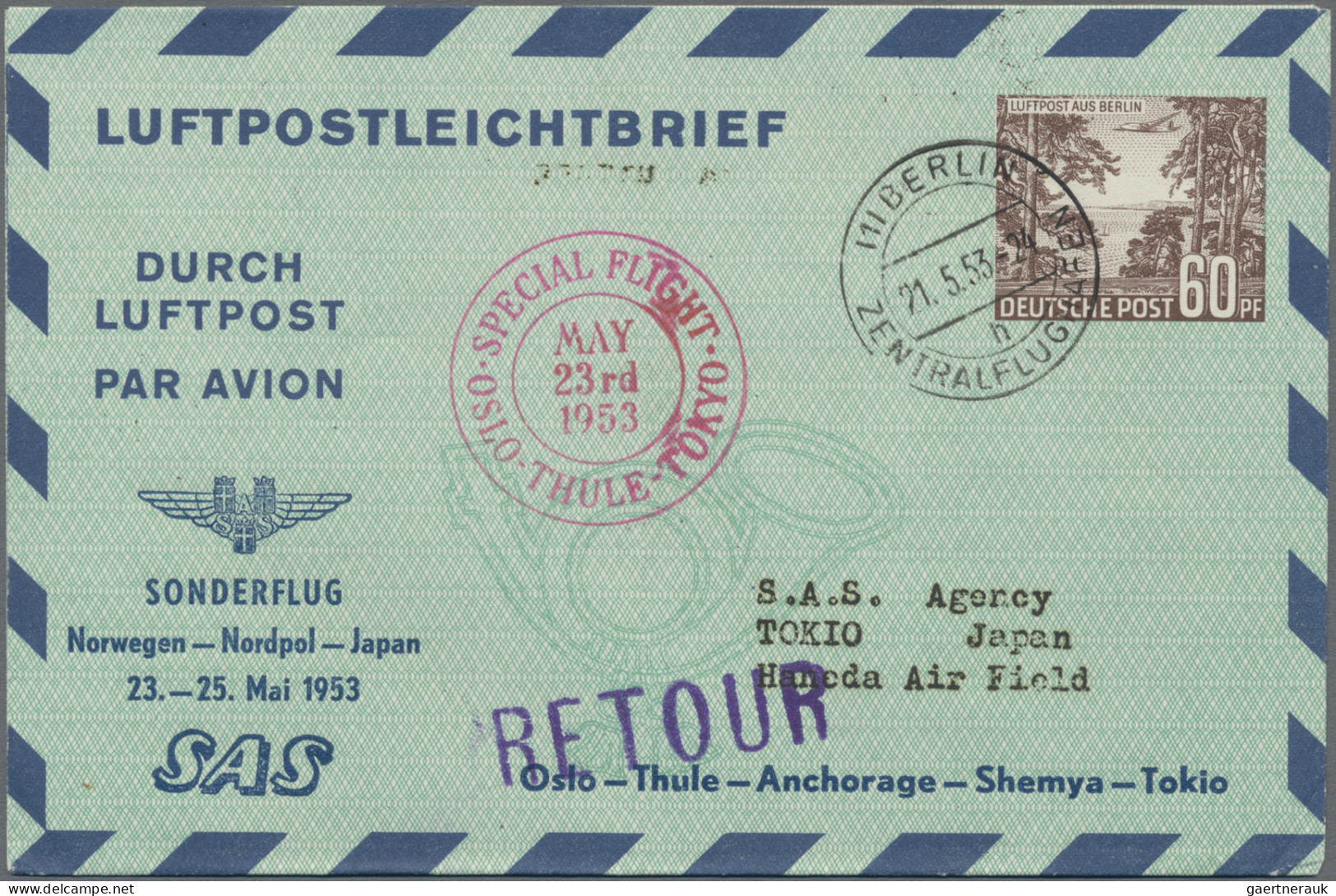 Berlin - Ganzsachen: 1952/1954, Lot Mit Luftpostbriefen LF 3 60 Pf "Luftpost Aus - Altri & Non Classificati