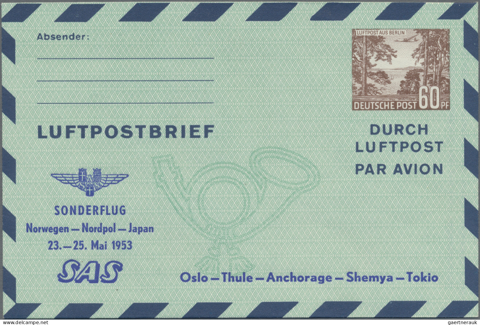 Berlin - Ganzsachen: 1952/1954, Lot Mit Luftpostbriefen LF 3 60 Pf "Luftpost Aus - Autres & Non Classés