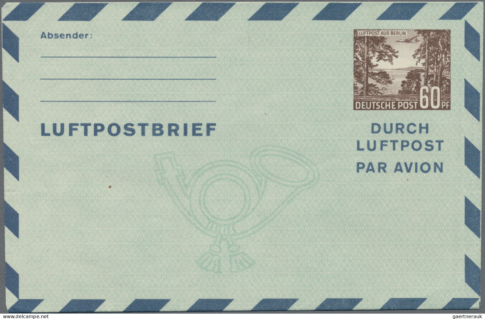 Berlin - Ganzsachen: 1952/1954, Lot mit Luftpostbriefen LF 3 60 Pf "Luftpost aus