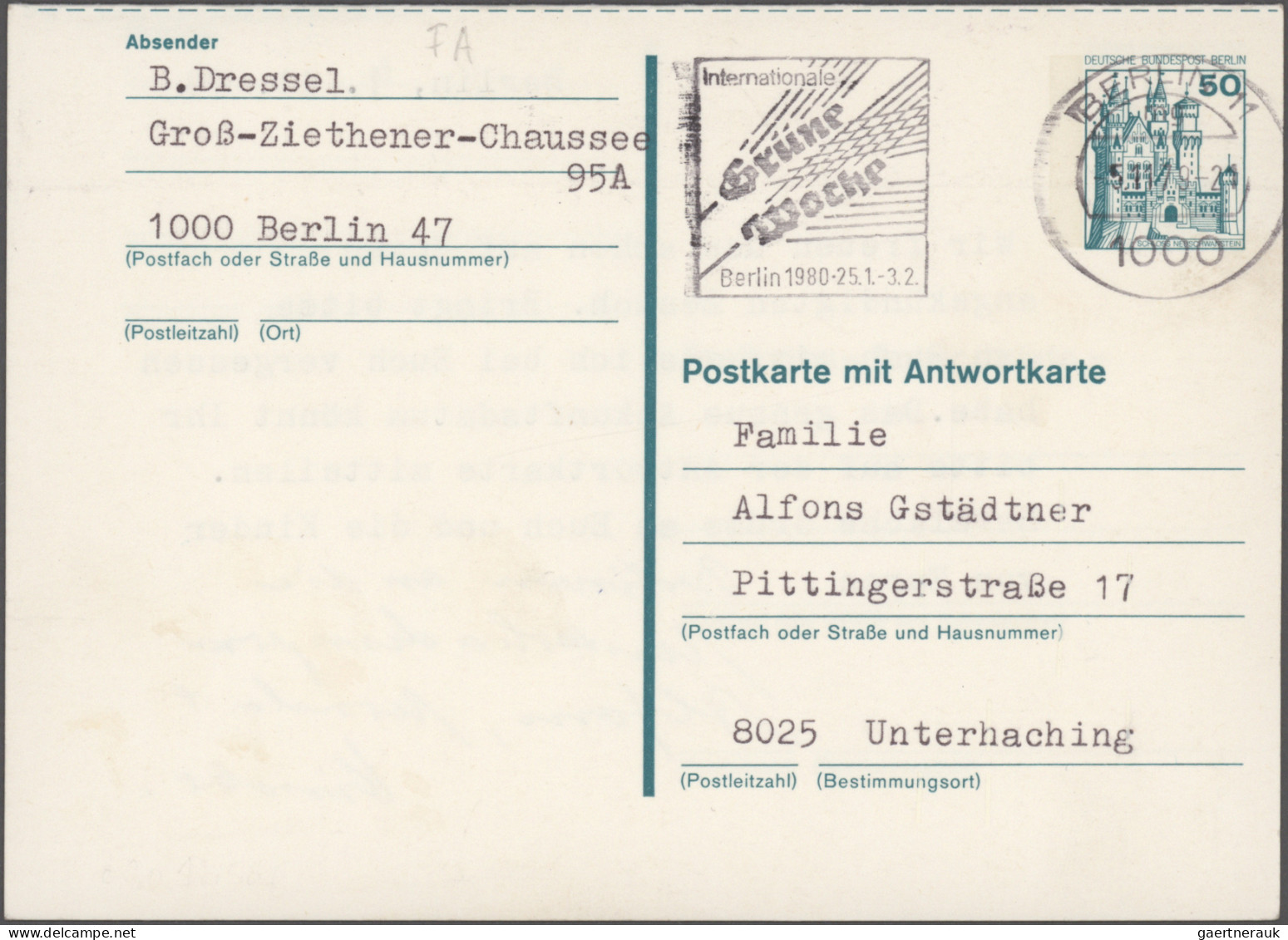 Berlin - Ganzsachen: 1972/1991, saubere Sammlung von ca. 154 gebrauchten und ung