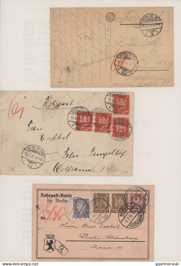 Berlin - Rohrpost: 1879/1959, Sammlung Von Ca. 200 Rohrpostbelegen (davon Sieben - Autres & Non Classés