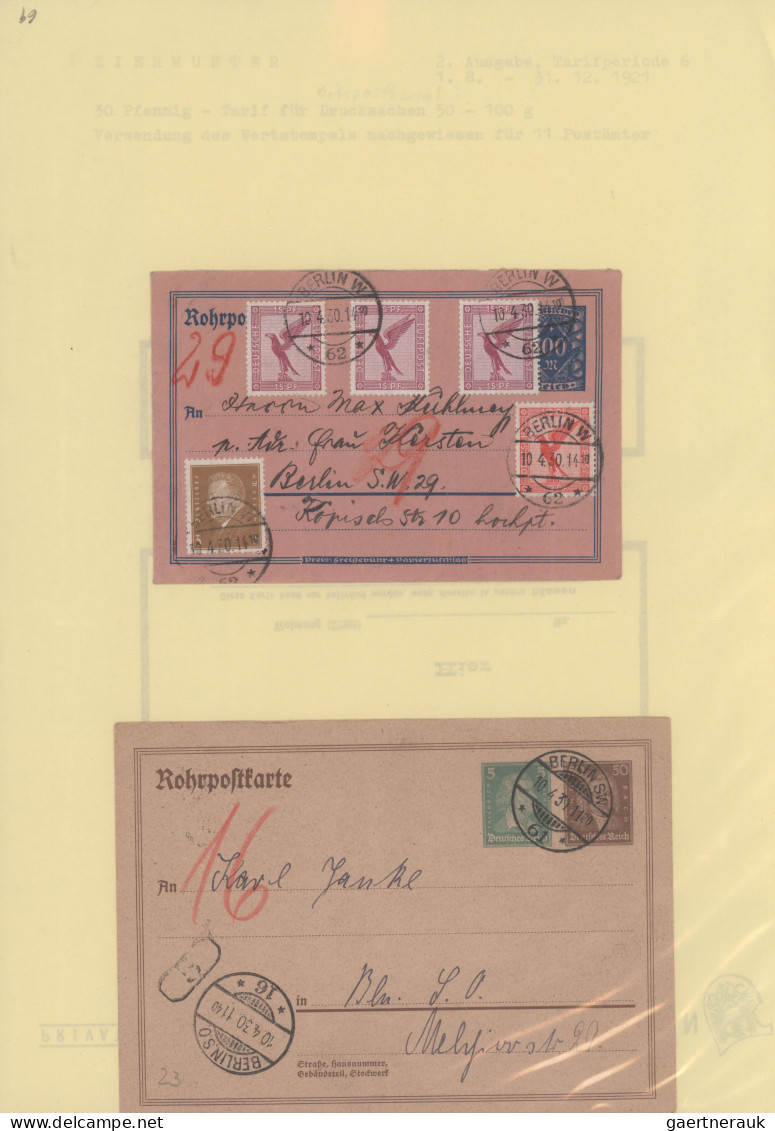 Berlin - Rohrpost: 1879/1959, Sammlung von ca. 200 Rohrpostbelegen (davon sieben