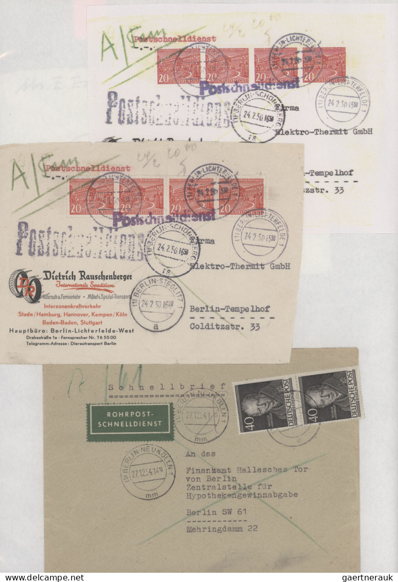 Berlin - Rohrpost: 1879/1959, Sammlung von ca. 200 Rohrpostbelegen (davon sieben