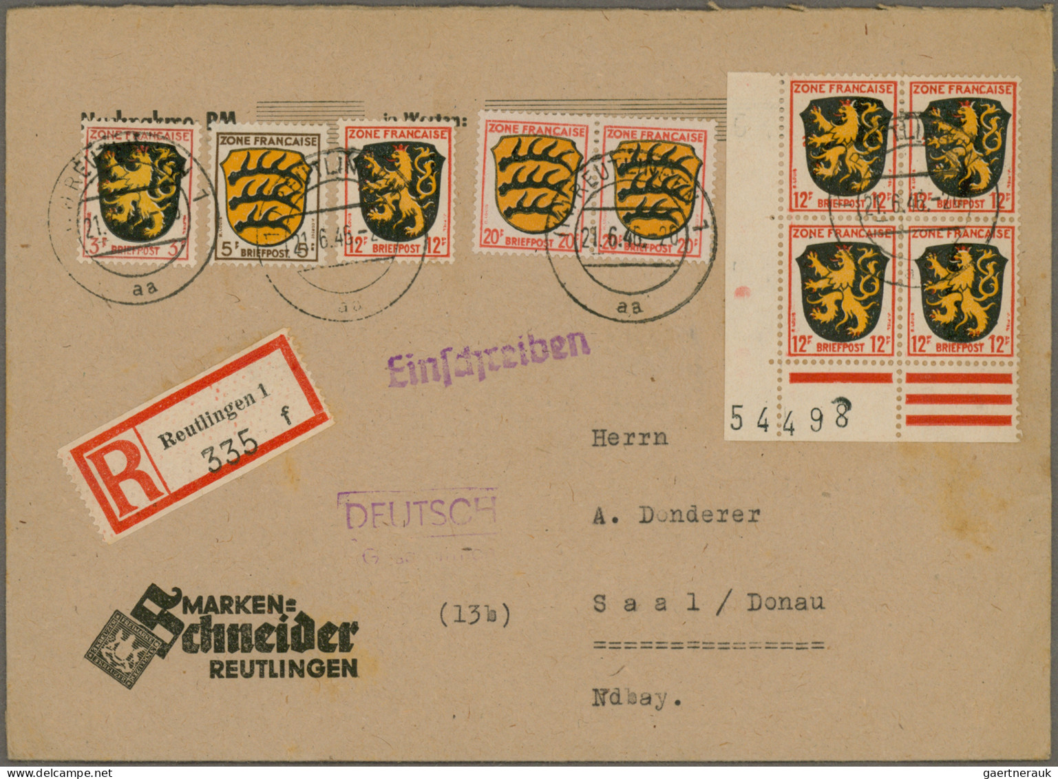 Französische Zone: 1945/1949, Partie von ca. 235 Briefen und Karten, dabei viel