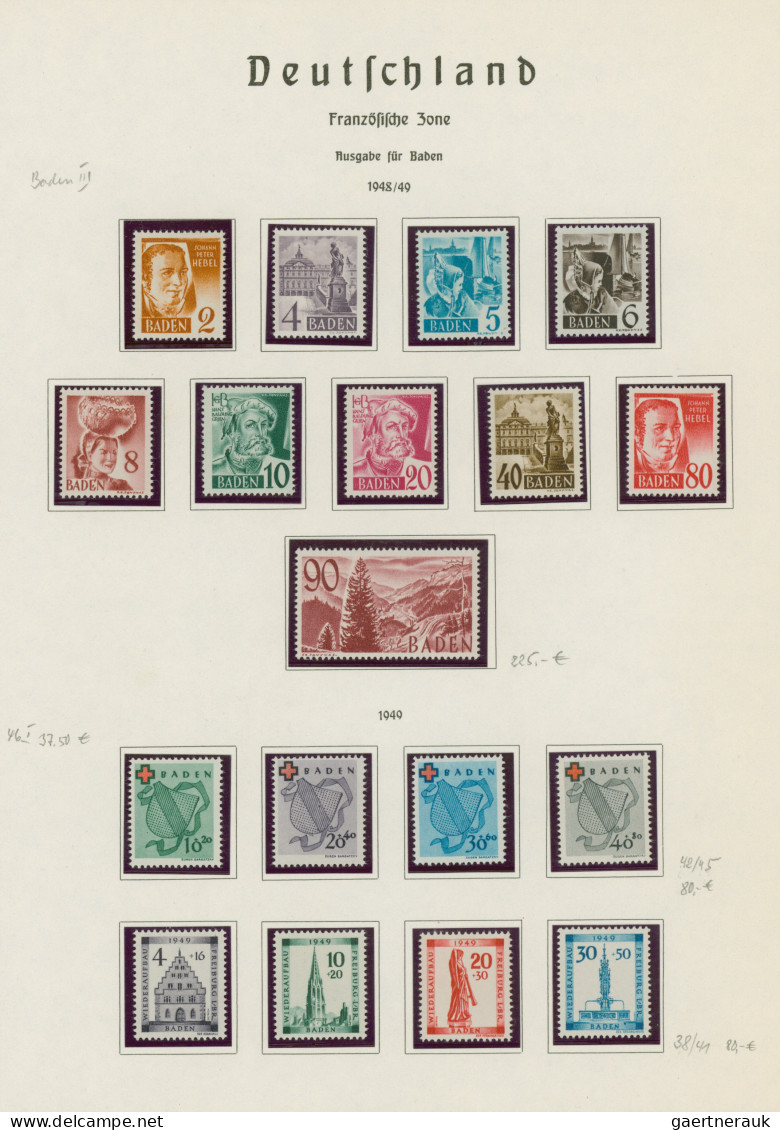 Französische Zone: 1945/1949, Vorwiegend Postfrische Sammlung Mit Allen Drei Aus - Andere & Zonder Classificatie