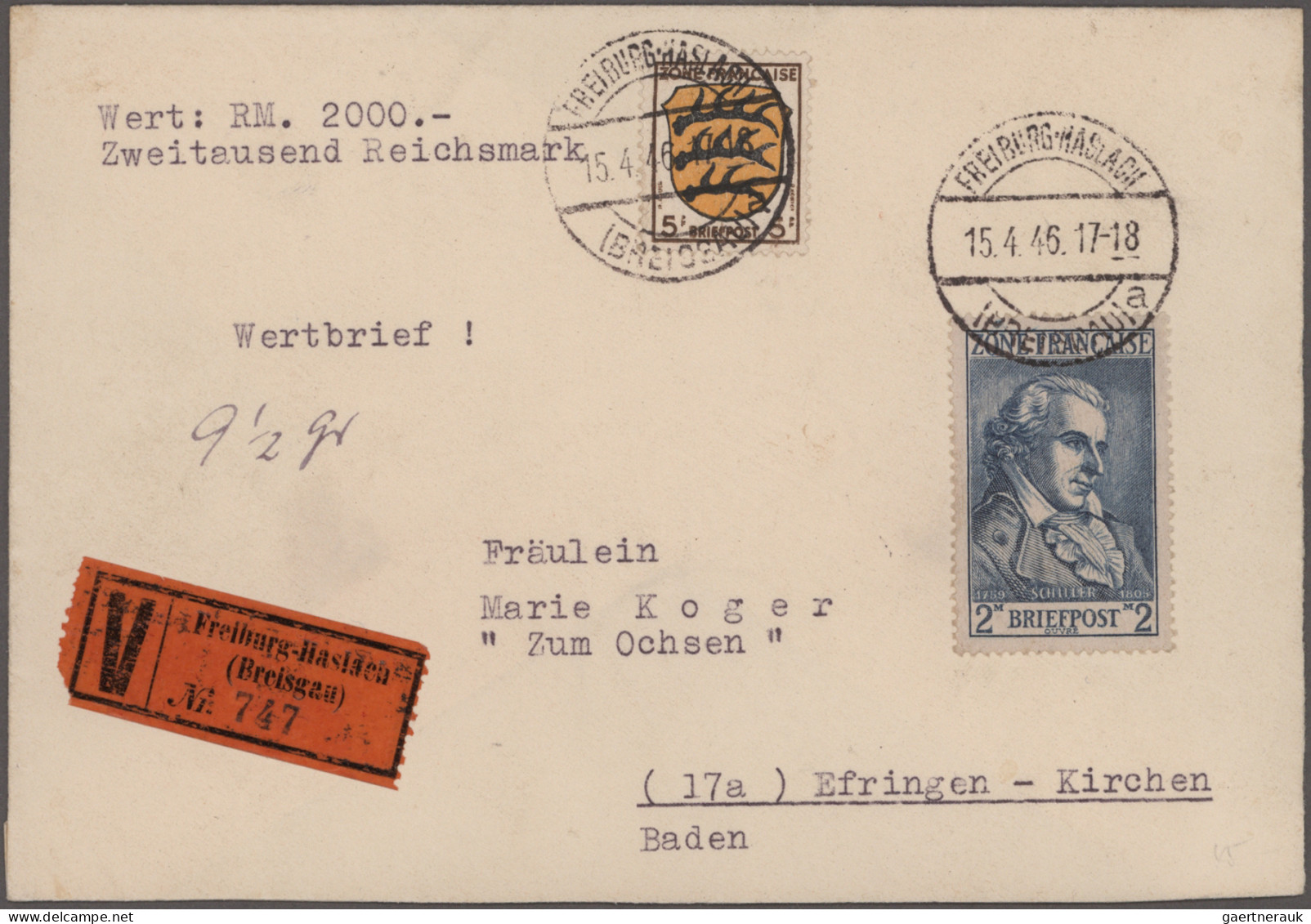 Französische Zone: 1946/1948, WERTBRIEFE, Nette Kl. Sammlung Von 13 Wertbriefen - Sonstige & Ohne Zuordnung