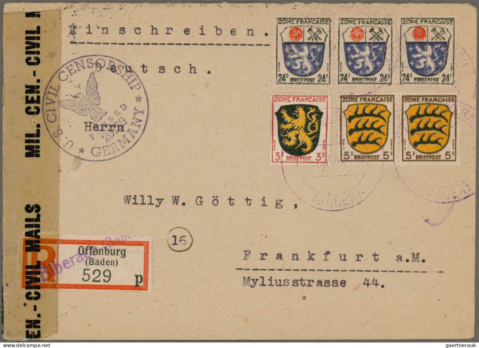 Französische Zone: 1946/1949, Partie Von 110 Briefen Und Karten In Netter Vielfa - Other & Unclassified