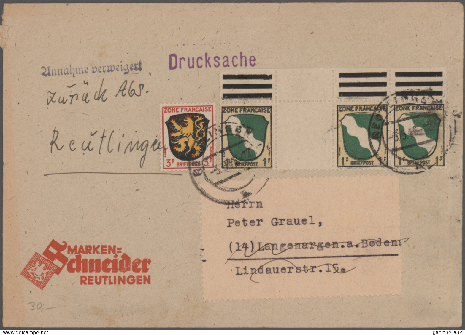 Französische Zone: 1946/1949, Partie Von Ca. 167 Briefen Und Karten Mit Frankatu - Otros & Sin Clasificación