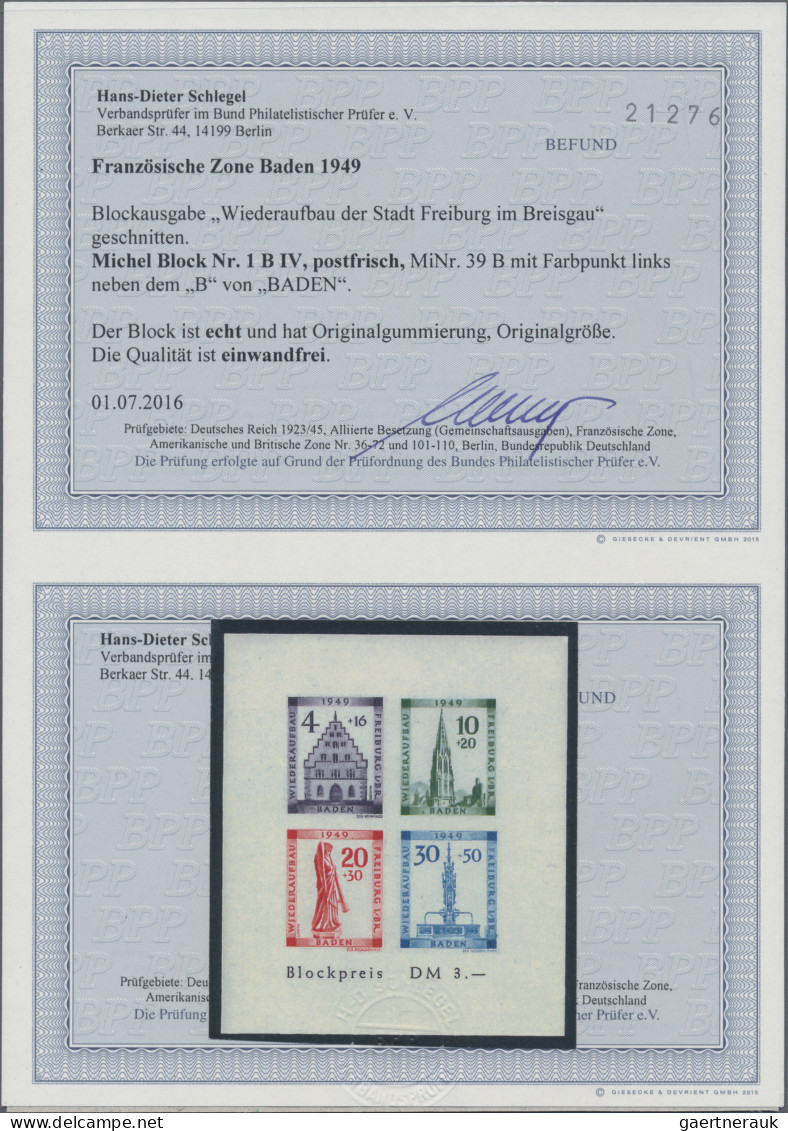 Französische Zone: 1948/1949, Franz. Zonen-Lot Mit 4 Sauber Gestempelten Ausgabe - Other & Unclassified