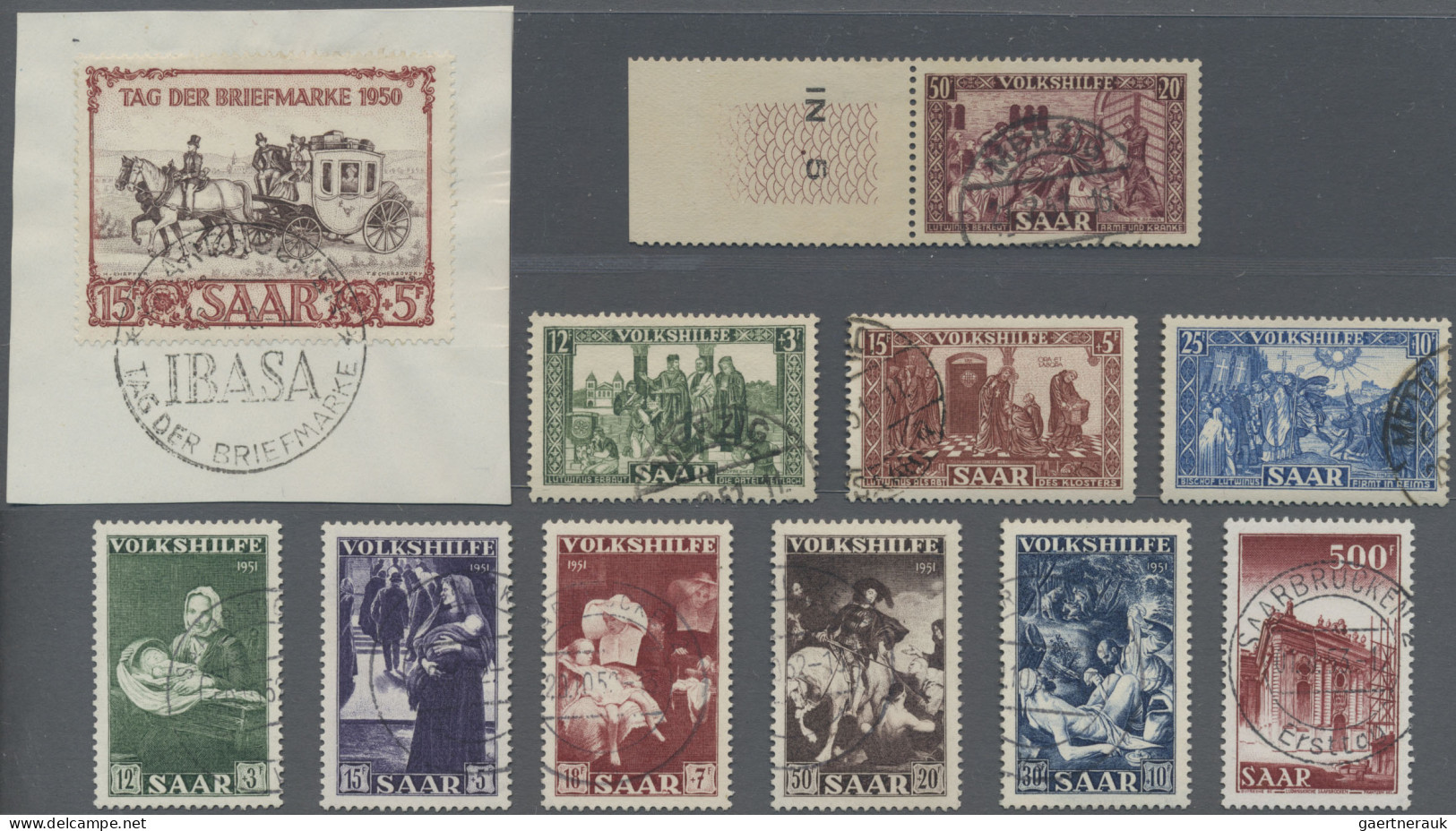 Saarland (1947/56): 1949/1953, Kleiner Gestempelter Posten, Dabei Jugendherbergs - Used Stamps