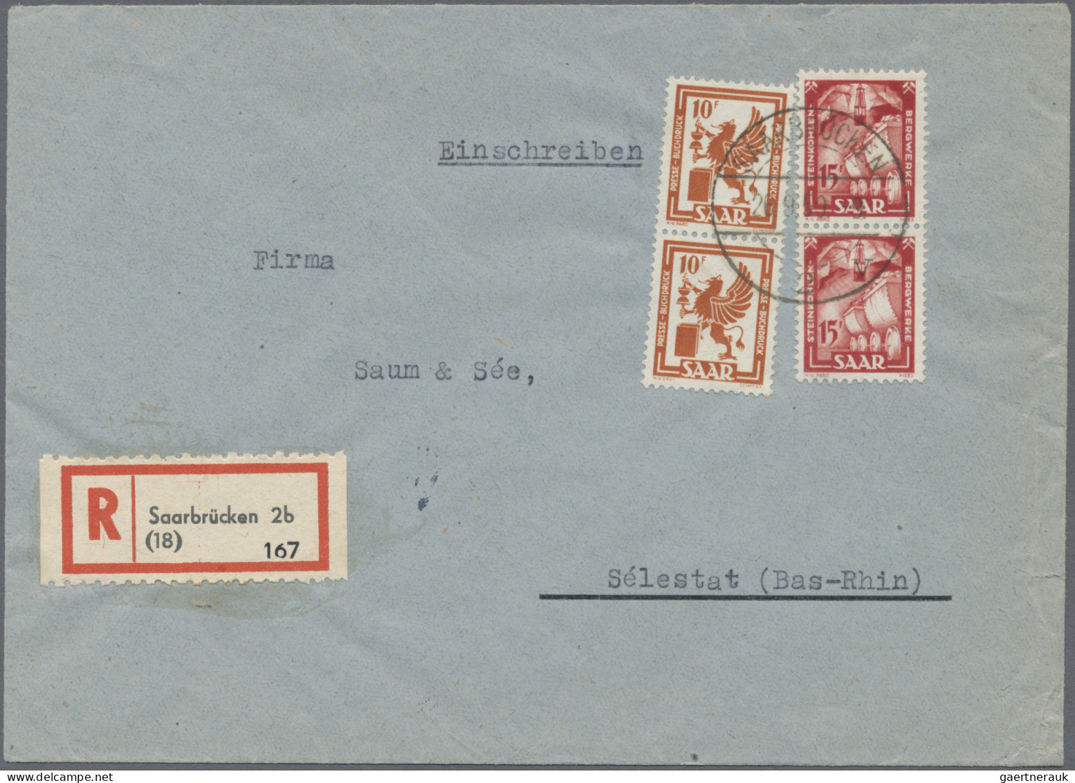 Saarland (1947/56): 1950/1958, Partie Von 38 Bedarfsbriefen Aus Firmenkorrespond - Briefe U. Dokumente