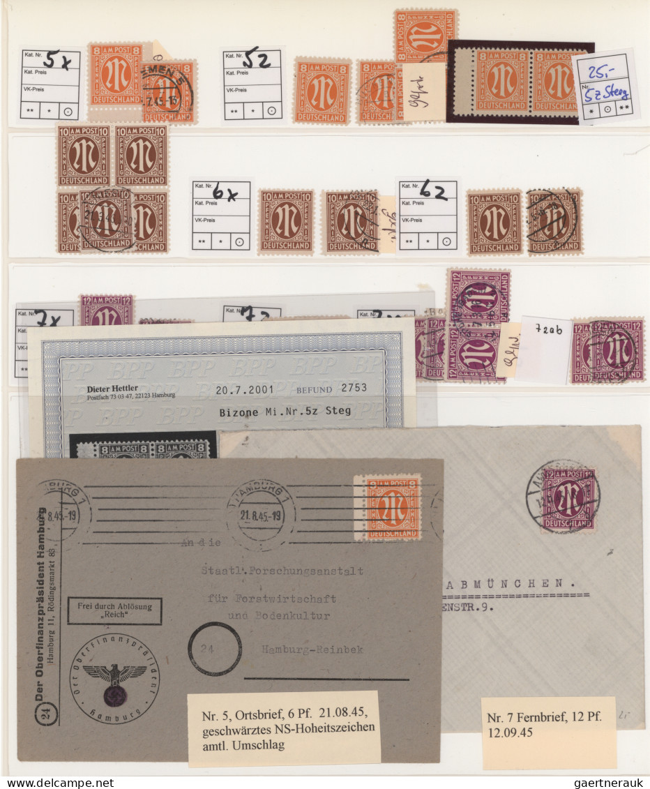 Bizone: 1945, AM-Post Amerikanischer Druck, Umfassende Spezialsammlung Mit über - Sonstige & Ohne Zuordnung