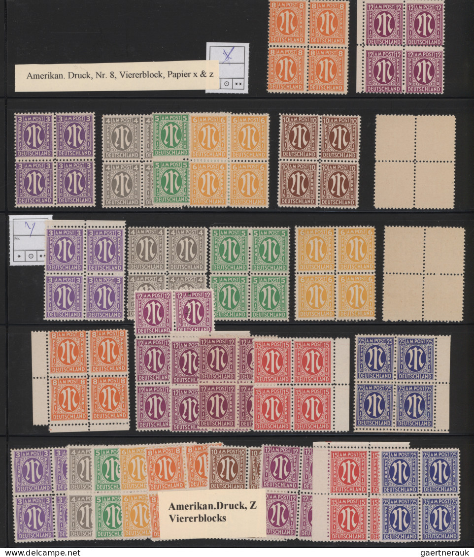 Bizone: 1945, AM-Post Amerikanischer Druck, umfassende Spezialsammlung mit über