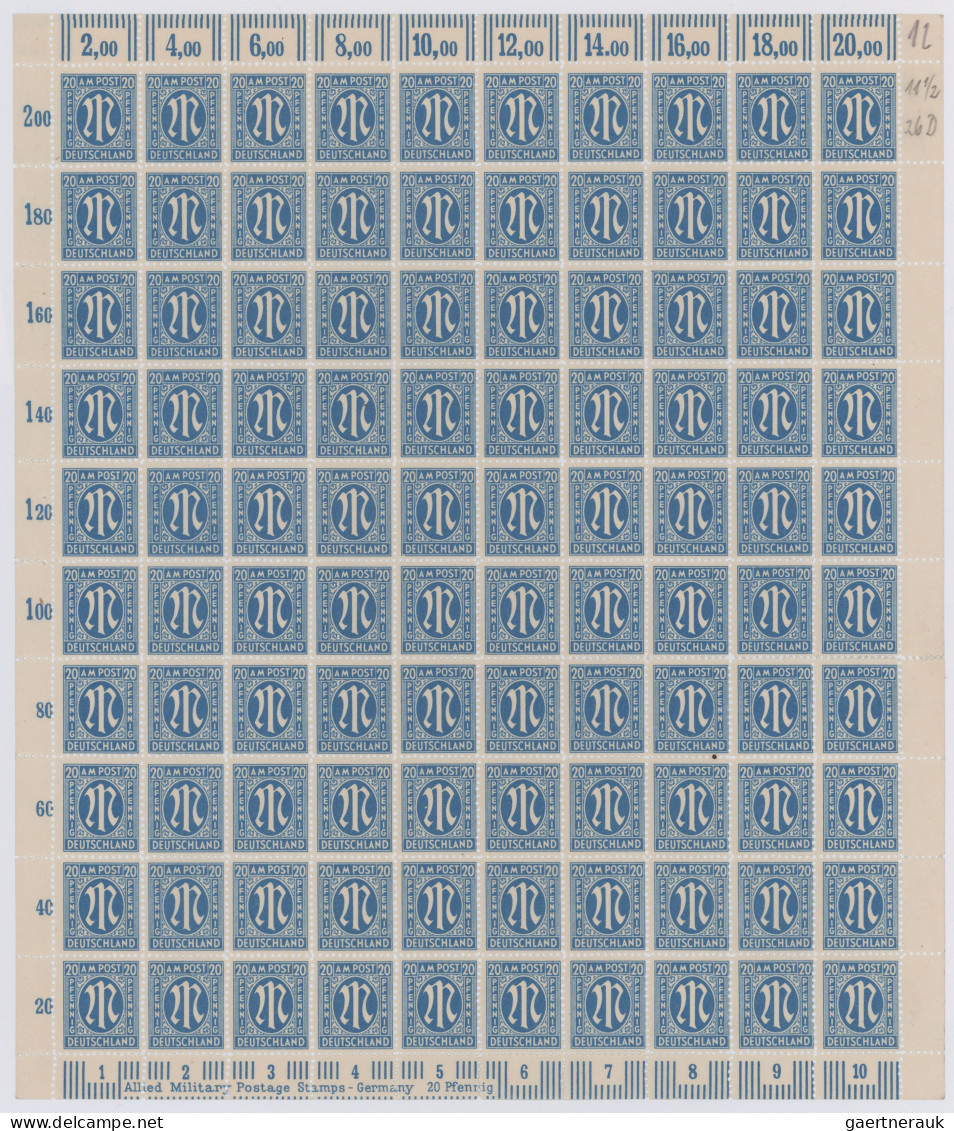 Bizone: 1945, AM-Post, Amerikanischer Und Deutscher Druck: Sammlung Von Komplett - Altri & Non Classificati