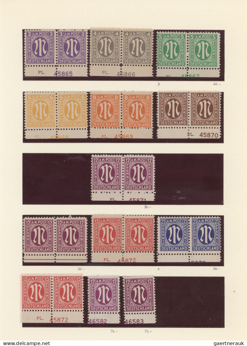 Bizone: 1945/1946, AM-POST, Spezialsammlung Von über 250 Marken Aller 3 Drucke, - Autres & Non Classés