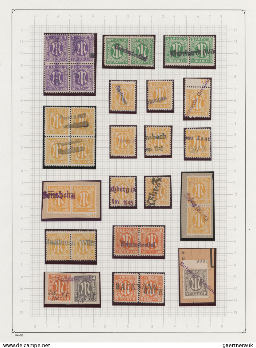 Bizone: 1945/1946, AM-Post-Notstempel, Sammlung Von 62 Marken Incl. Einheiten, A - Andere & Zonder Classificatie