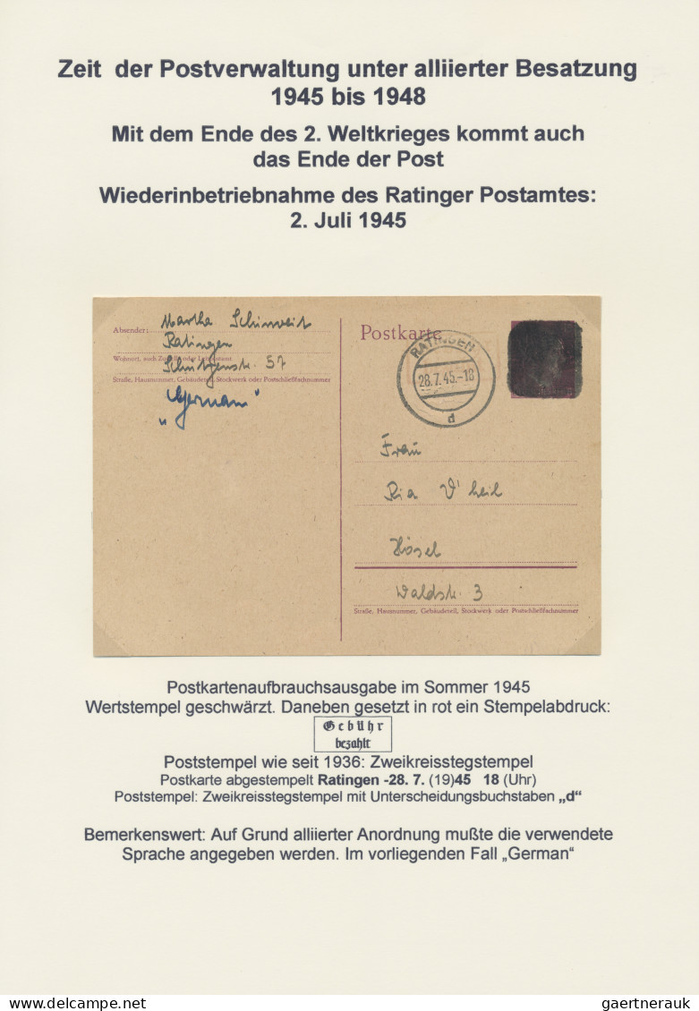 Bizone: 1945/1946, RATINGEN, Partie Von Sieben Briefen Und Einem Briefstück, Dab - Altri & Non Classificati