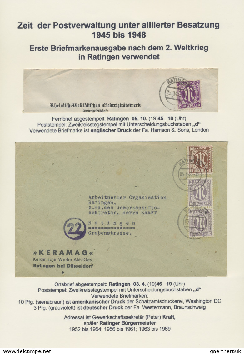 Bizone: 1945/1946, RATINGEN, Partie Von Sieben Briefen Und Einem Briefstück, Dab - Other & Unclassified