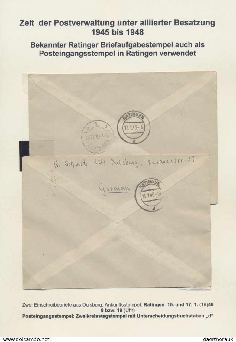 Bizone: 1945/1946, RATINGEN, Partie Von Sieben Briefen Und Einem Briefstück, Dab - Other & Unclassified