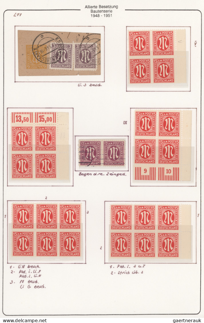 Bizone: 1945/1948, Umfangreiche Spezial-Sammlung AM-Post in einem Ringbinder mit