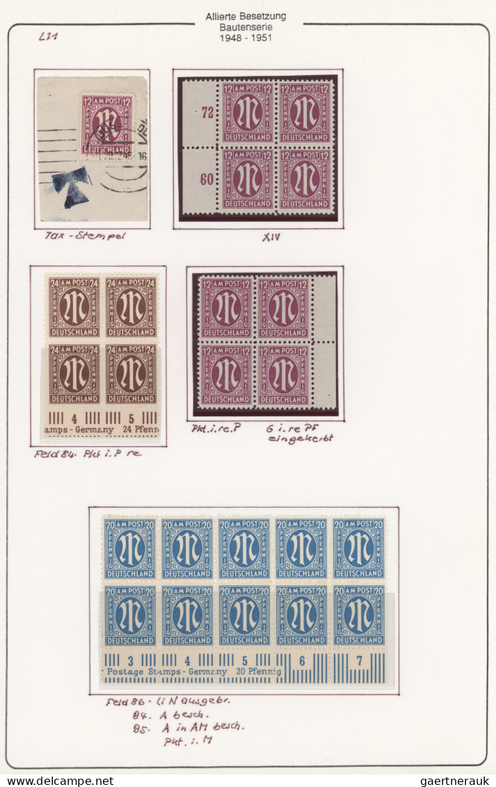 Bizone: 1945/1948, Umfangreiche Spezial-Sammlung AM-Post in einem Ringbinder mit