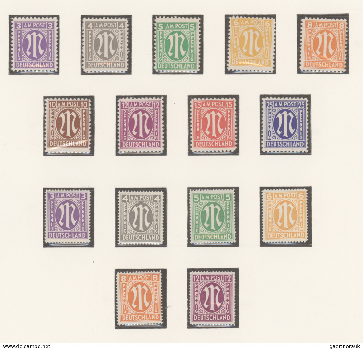 Bizone: 1945/1949, Bizone/Kontrollrat, Postfrische Sammlung Auf Vordrucken, Dabe - Andere & Zonder Classificatie