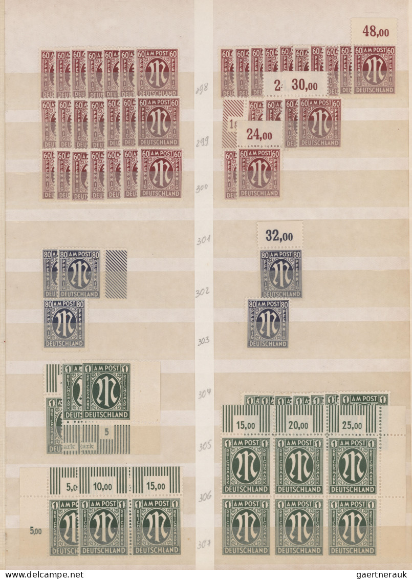 Bizone: 1945/1950 (ca.), AM-Post Und Bauten, Umfangreicher Posten In Drei Alben - Autres & Non Classés