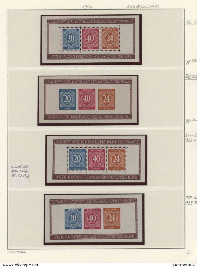 Bizone: 1946/1949, Postfrische (ganz Wenige Ungebrauchte) Sammlung Mit Arbeiter - Autres & Non Classés