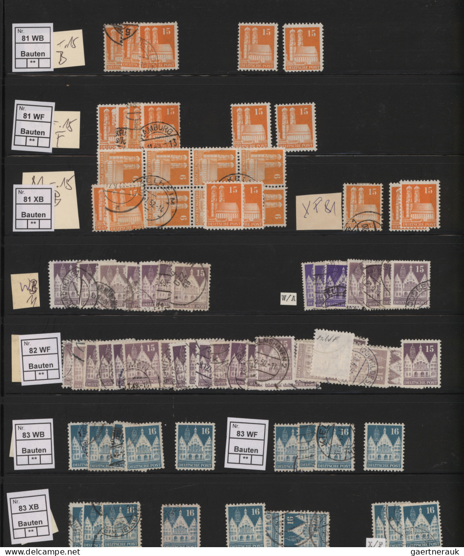 Bizone: 1948/1952, BAUTEN, umfangreicher Spezial-Sammlungsbestand in zwei Ringbi