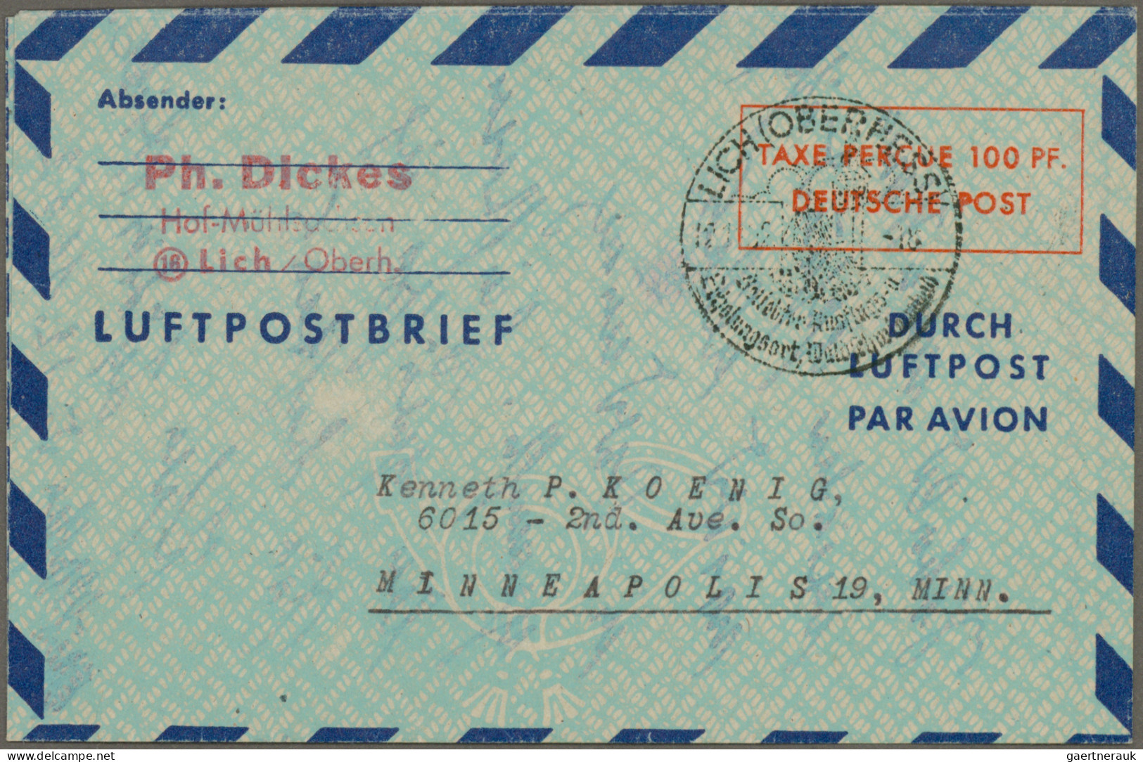 Bizone - Ganzsachen: 1947/1954, Luftpostfaltbriefe, Saubere Sammlung Von 59 Gebr - Altri & Non Classificati