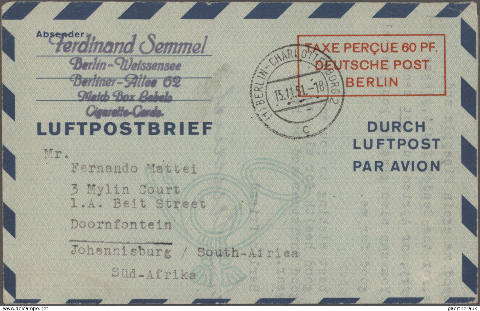 Bizone - Ganzsachen: 1948/1952 Luftpostleichtbriefe: Kollektion Von 11 Verschied - Other & Unclassified